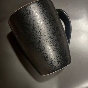 Black Speckled Ceramic Mug with Gold Rim